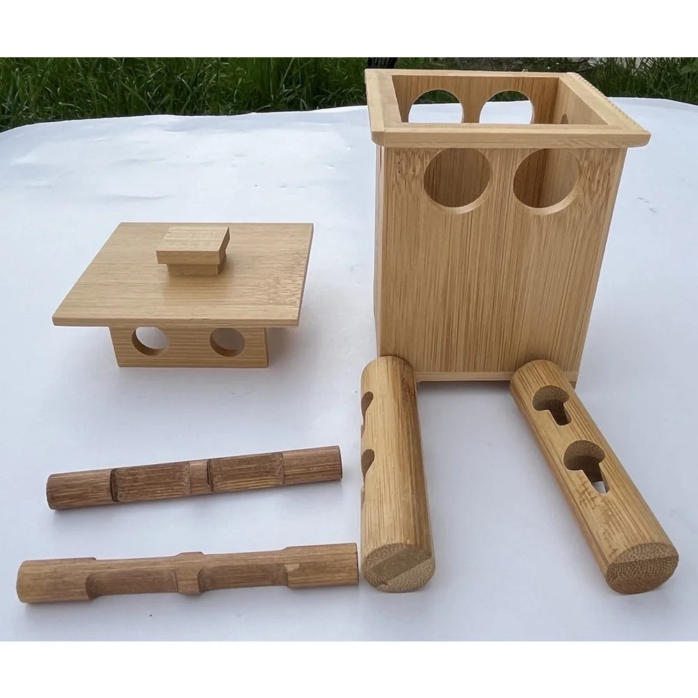 Bamboo Puzzle Lock Box Secret Storage Box Hidden Lock Wooden Safe Box Style Japa
